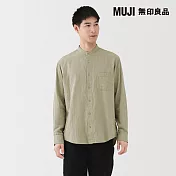 【MUJI 無印良品】男吉貝木棉混二重紗織立領長袖襯衫 S 卡其