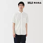 【MUJI 無印良品】男吉貝木棉混二重紗織短袖襯衫 S 白色