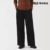 【MUJI 無印良品】女節紗綾織打褶寬版褲 S 黑色