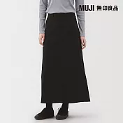 【MUJI 無印良品】女彈性綾織A字裙 S 黑色