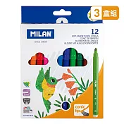 MILAN 兒童可水洗彩色筆_細筆桿12色x3入組