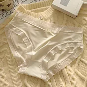 【唯蜜色】薄款柔軟甜美中腰蕾絲滾邊女用三角褲 L 膚色
