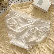 【唯蜜色】薄款柔軟甜美中腰蕾絲滾邊女用三角褲 L 白色