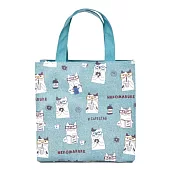 【Kusuguru Japan】日本眼鏡貓 手提包 防水覆膜材質萬用包 - NEKOMARUKE貓丸系列 -綠色