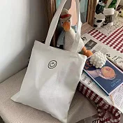 【素包包】單肩包 法式簡約笑臉黑白色通勤收納拉鍊側背袋(23035) _白色