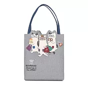 【Kusuguru Japan】日本眼鏡貓 手提包 一起逛街購物趣 雜誌包- NEKOMARUKE貓丸系列 -灰色