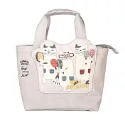 【Kusuguru Japan】日本眼鏡貓 手拿包  前口袋立體貼花造型 狂歡high咖眼鏡貓 拉鍊手提包 -灰色