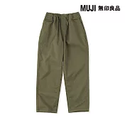 【MUJI 無印良品】兒童彈性綾織寬鬆褲 110 深綠