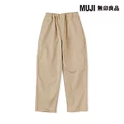 【MUJI 無印良品】兒童彈性綾織寬鬆褲 110 米色