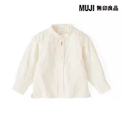 【MUJI 無印良品】幼兒二重紗織立領長袖襯衫 80 原色