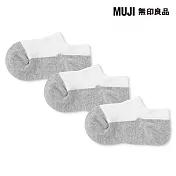 【MUJI 無印良品】兒童淺口直角襪三雙組 15~19cm 柔白紋樣