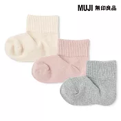 【MUJI 無印良品】兒童直角短襪三雙組 19~23cm 原色紋樣