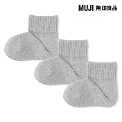 【MUJI 無印良品】兒童直角短襪三雙組 19~23cm 灰色