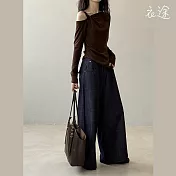 【衣途】簡約休閒闊腿牛仔褲(KDPY-B011) M 丹甯藍