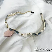 【卡樂熊】氣質珍鑽波浪造型髮箍- 藍色