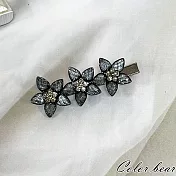 【卡樂熊】韓系氣質輕奢花水鑽造型髮夾- 深藍色