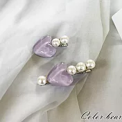 【卡樂熊】韓系氣質果凍愛心造型髮夾/邊夾- 紫色