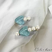 【卡樂熊】韓系氣質果凍愛心造型髮夾/邊夾- 藍色