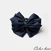 【卡樂熊】氣質韓風立體大蝶結造型鯊魚夾/抓夾/髮夾- 深藍色