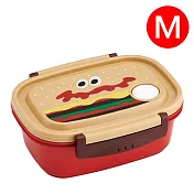 【日本正版授權】BURGER CONX 單層便當盒 (M) 日本製 550ml 分隔便當盒/可微波飯盒 漢堡