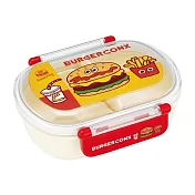【日本正版授權】BURGER CONX 單層便當盒 日本製 360ml 分隔便當盒/可微波飯盒 漢堡/薯條 - 紅色款