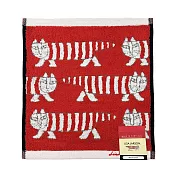 【日本丸真】LISA LARSON 北歐瑞典設計風洗臉巾  交錯貓咪 紅 交錯貓咪 紅