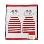 【日本丸真】LISA LARSON 北歐瑞典設計風洗臉巾  正坐貓咪 紅 正坐貓咪 紅