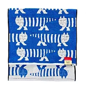 【日本丸真】LISA LARSON 北歐瑞典設計風浴巾  交錯貓咪 藍 交錯貓咪 藍