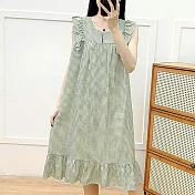 【AnZa】中大碼棉綢寬鬆居家服睡衣連身裙(5色)     FREE 綠色小格子