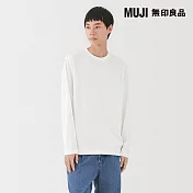 【MUJI 無印良品】男天竺圓領長袖T恤 M 白色