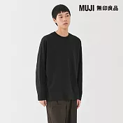 【MUJI 無印良品】男天竺圓領長袖T恤 M 黑色