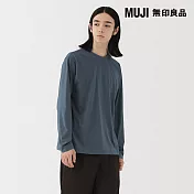 【MUJI 無印良品】男天竺圓領長袖T恤 M 煙燻藍