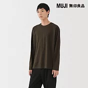 【MUJI 無印良品】男天竺圓領長袖T恤 M 棕橫紋