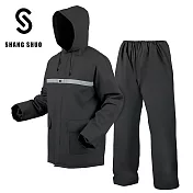 【SHANG SHUO】兩件式海膠輕量雨衣-多色 L 霧岩黑
