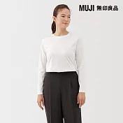 【MUJI 無印良品】女天竺圓領長袖T恤 L 白色