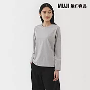 【MUJI 無印良品】女天竺圓領長袖T恤 S 灰色