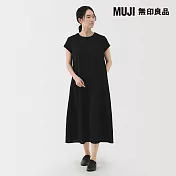 【MUJI 無印良品】女涼感短袖洋裝 L 黑色