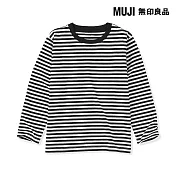 【MUJI 無印良品】兒童棉天竺圓領長袖T恤 110 黑橫紋