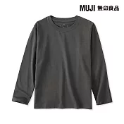 【MUJI 無印良品】兒童棉天竺圓領長袖T恤 110 墨灰