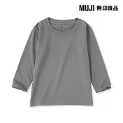【MUJI 無印良品】幼兒容易穿脫棉天竺圓領長袖T恤 80 灰白