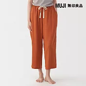 【MUJI 無印良品】女涼感柔滑八分褲 M 深橘