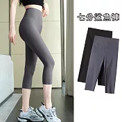 【AnZa】中大尺碼輕薄高腰內搭瑜珈褲七分褲     FREE 黑色