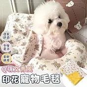 【EZlife】文青風印花寵物毛毯 黃底小狗