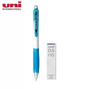 (限量送)UNI M5-118國民大嘴自動鉛筆+HB鉛芯 淺藍白