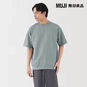 【MUJI 無印良品】男速乾鬆餅紋圓領短袖T恤 M 淺藍