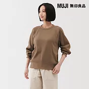 【MUJI 無印良品】女鬆餅紋圓領長袖T恤 M 米色