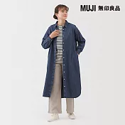 【MUJI 無印良品】女水洗丹寧長袖襯衫式洋裝 M 藍色