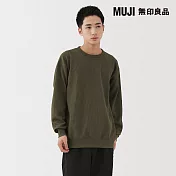 【MUJI 無印良品】男速乾鬆餅紋圓領長袖T恤 M 卡其綠