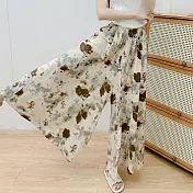 【AnZa】中大尺碼棉綢輕薄涼感闊腿褲褲裙(3色)     FREE 水墨暈染