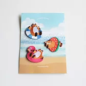 【 Hello Studio 你好工作室 】夏日狐吉｜刺繡別針組